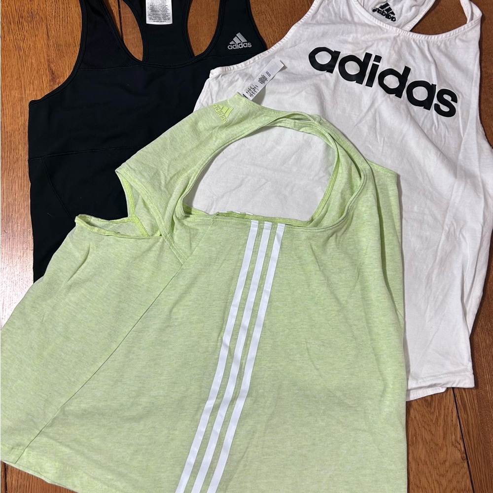Adidas Tank Top Set - Black, White, Light Green